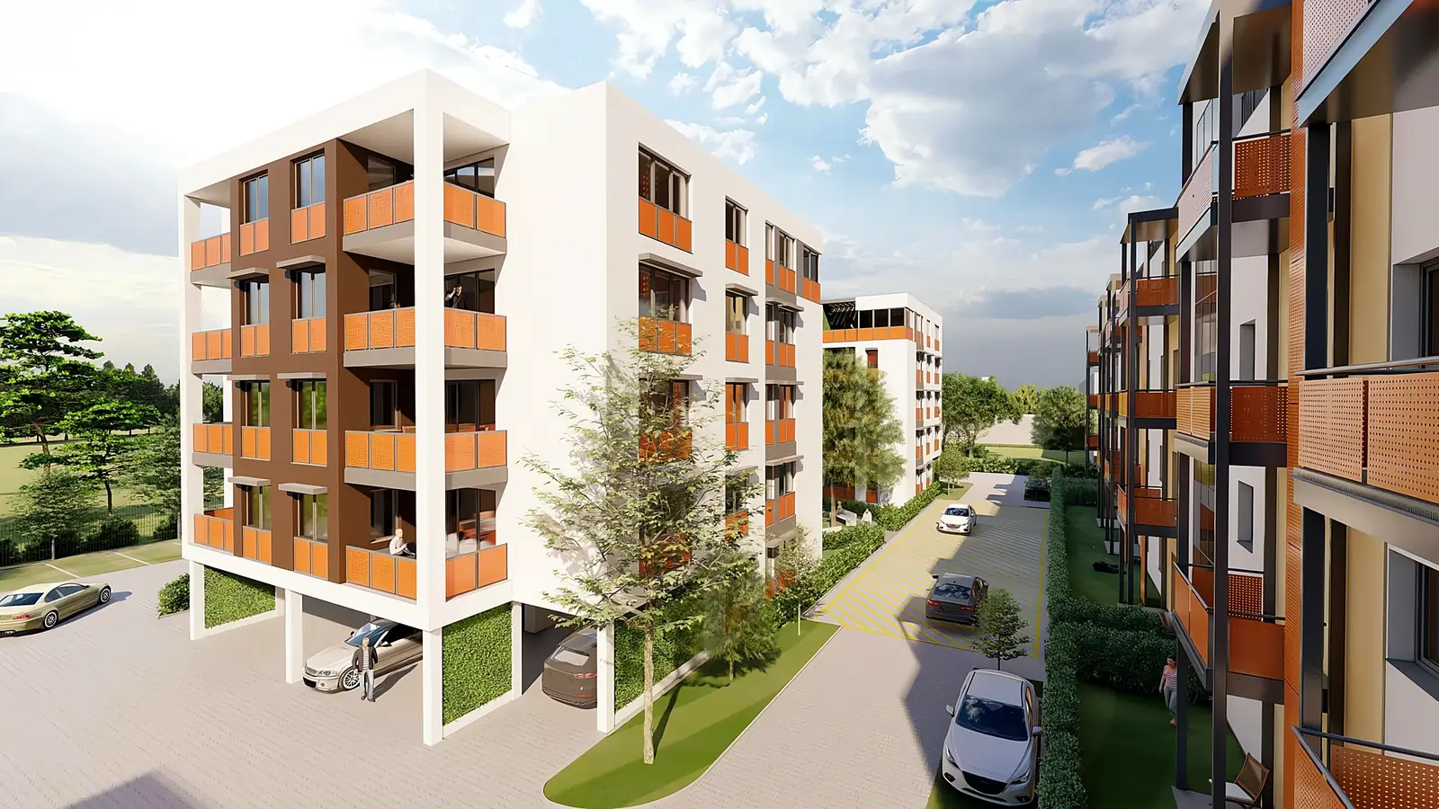Látványterv: a földszinti beltéri parkolók és a kültéri parkoló